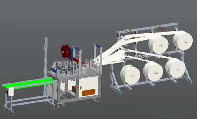 KN95口罩机内置鼻梁半自动生产线